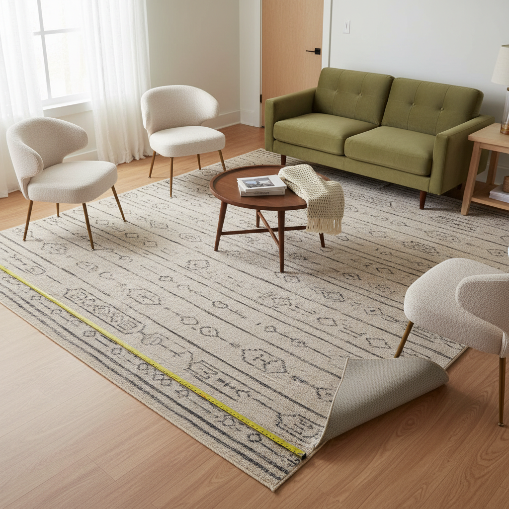 how to choose the right size boho area rug for a living room with non slip backing