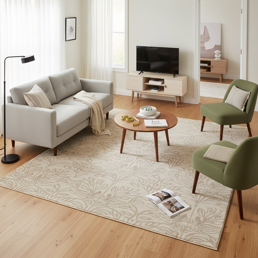 How to Choose the Right Size Non Slip Botanical Rug for a Living Room