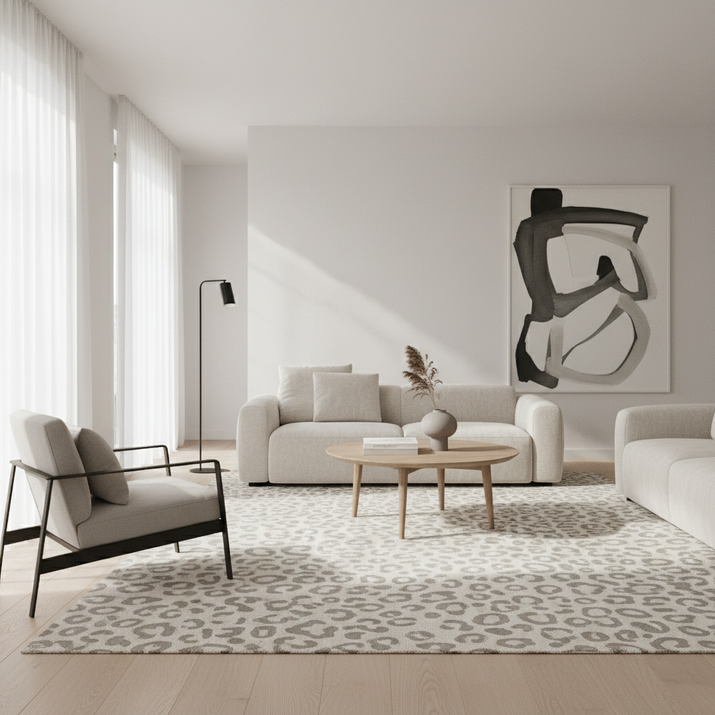 Custom Neutral Leopard Print Rug for Modern Minimalist Living Room: Buyer Guide
