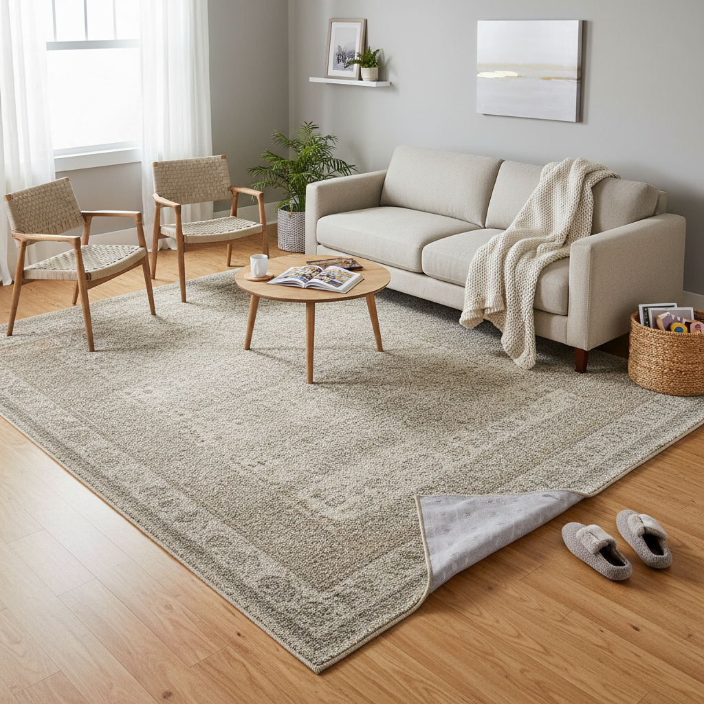 How to Choose a Minimalist Neutral Living Room Rug Size and Material (First-Time Buyer Guide)