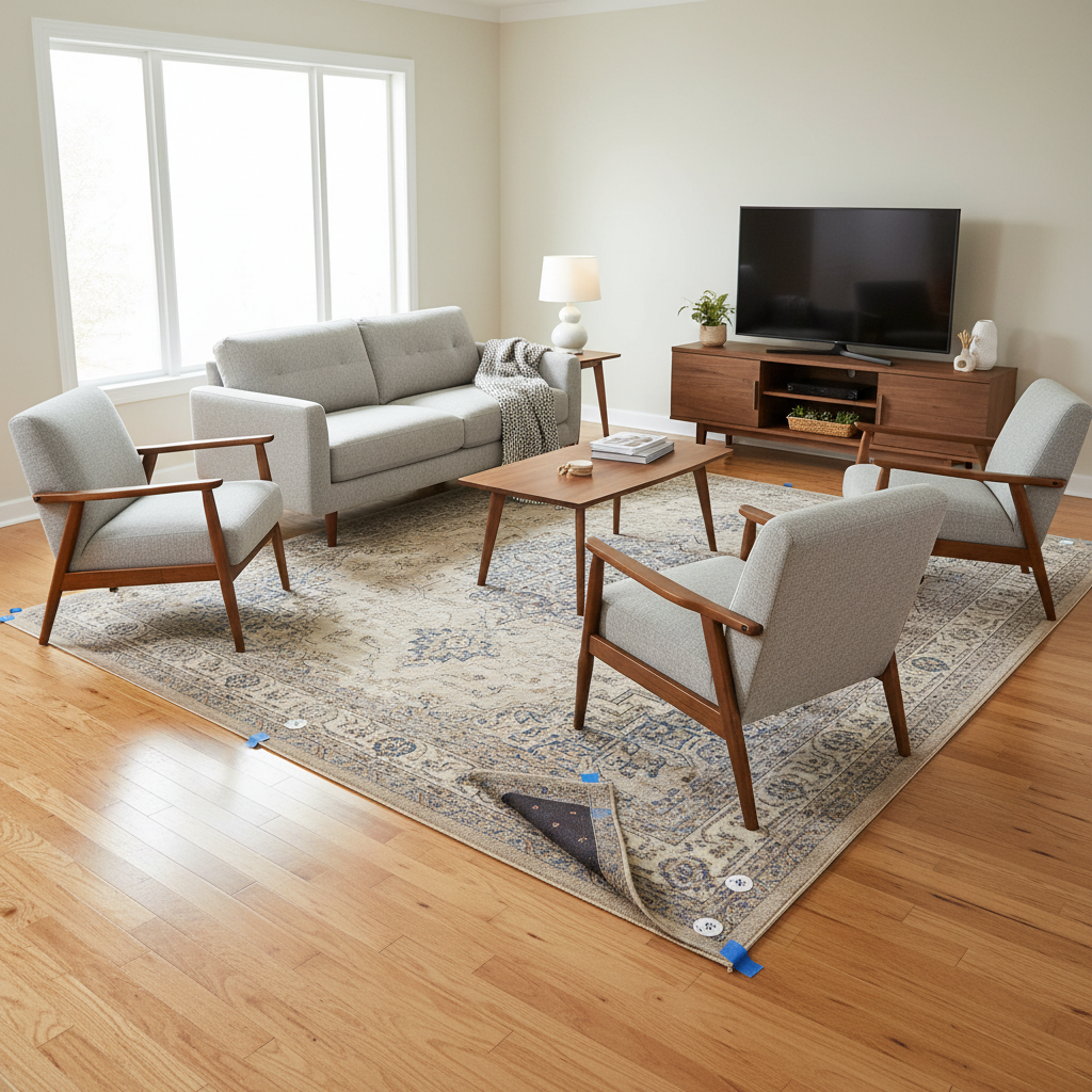 How to Choose the Right Size Persian Rug for a Living Room (With Non Slip Grip Backing Tips)