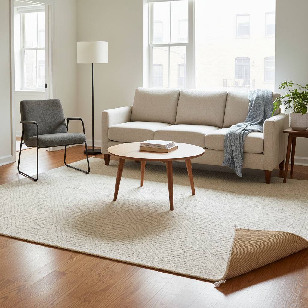 How to Choose the Right Size Minimalist Neutral Area Rug with Non Slip Backing for a First Apartment