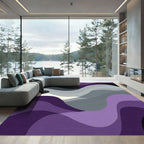 Modern Amethyst Abstract Wave Rug