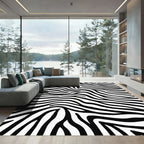 Dramatic Black White Wild Animal Lines Rug