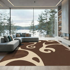 Modern Brown Swirl Abstract Rug