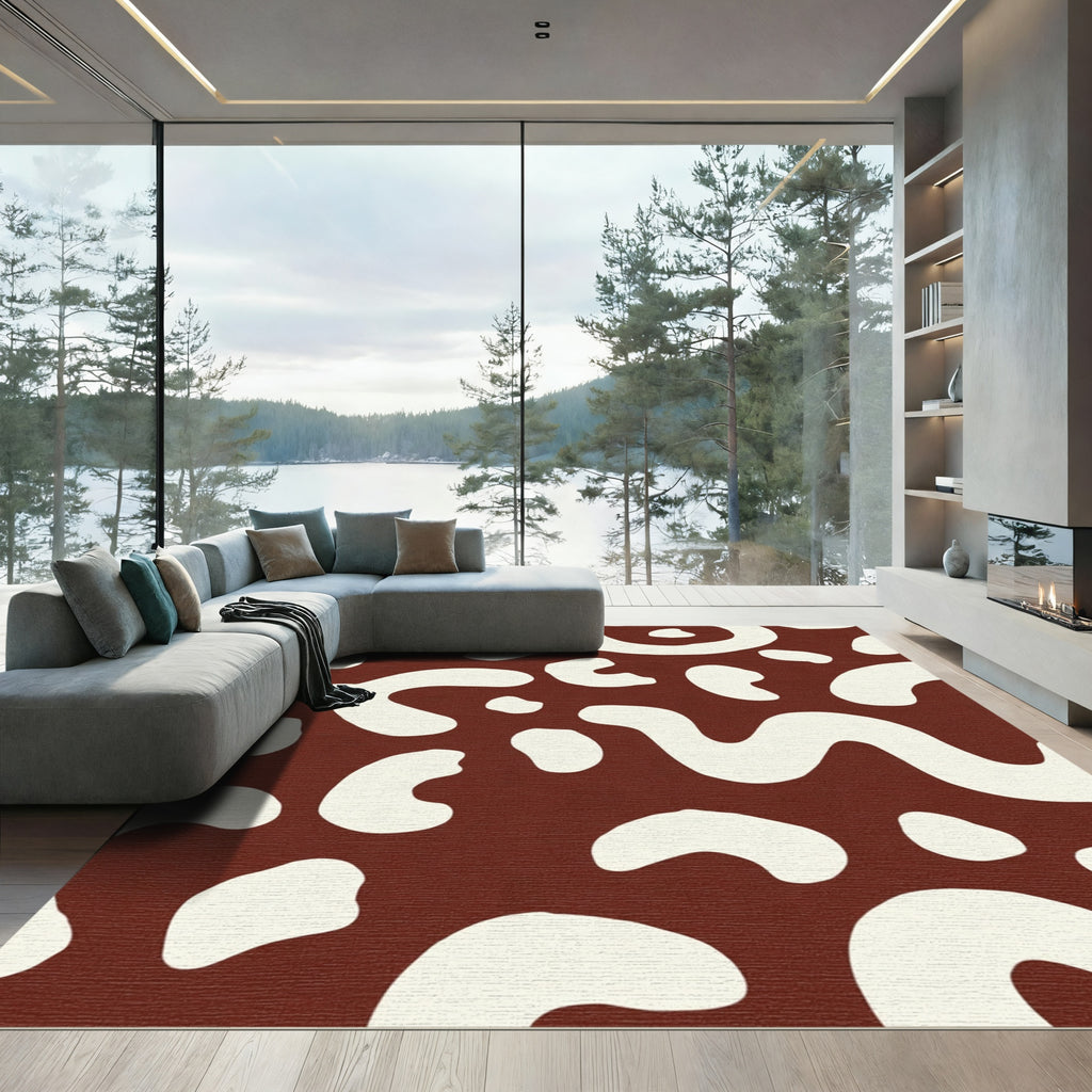Rich Brown Abstract Organic Shapes Rug