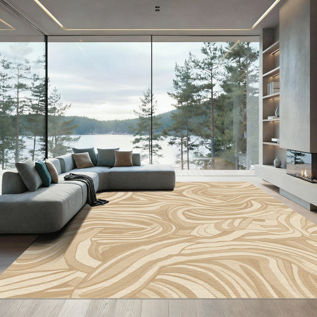 Earthy Swirl Abstract Streaks Rug