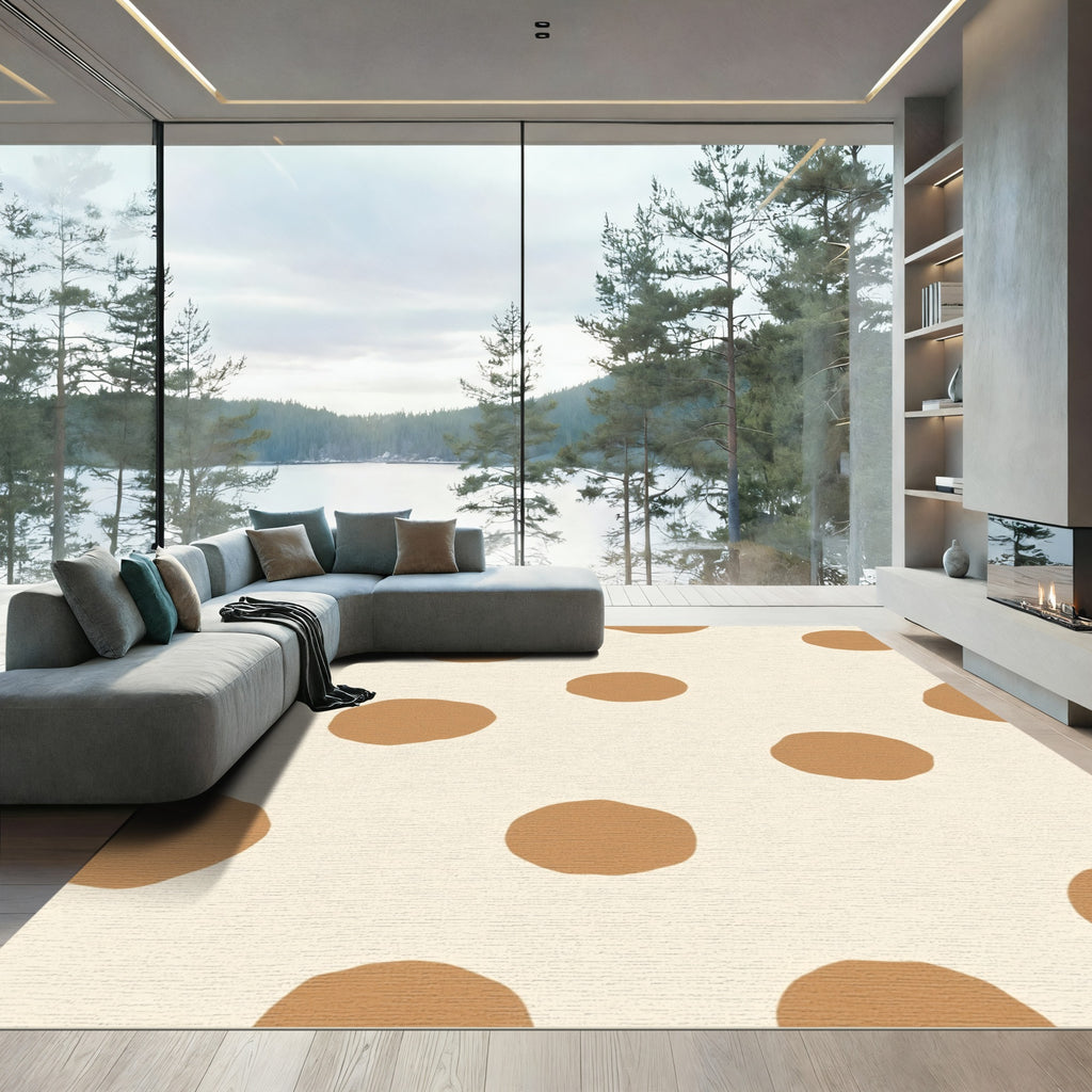 Caramel Polka Dot Composition Rug