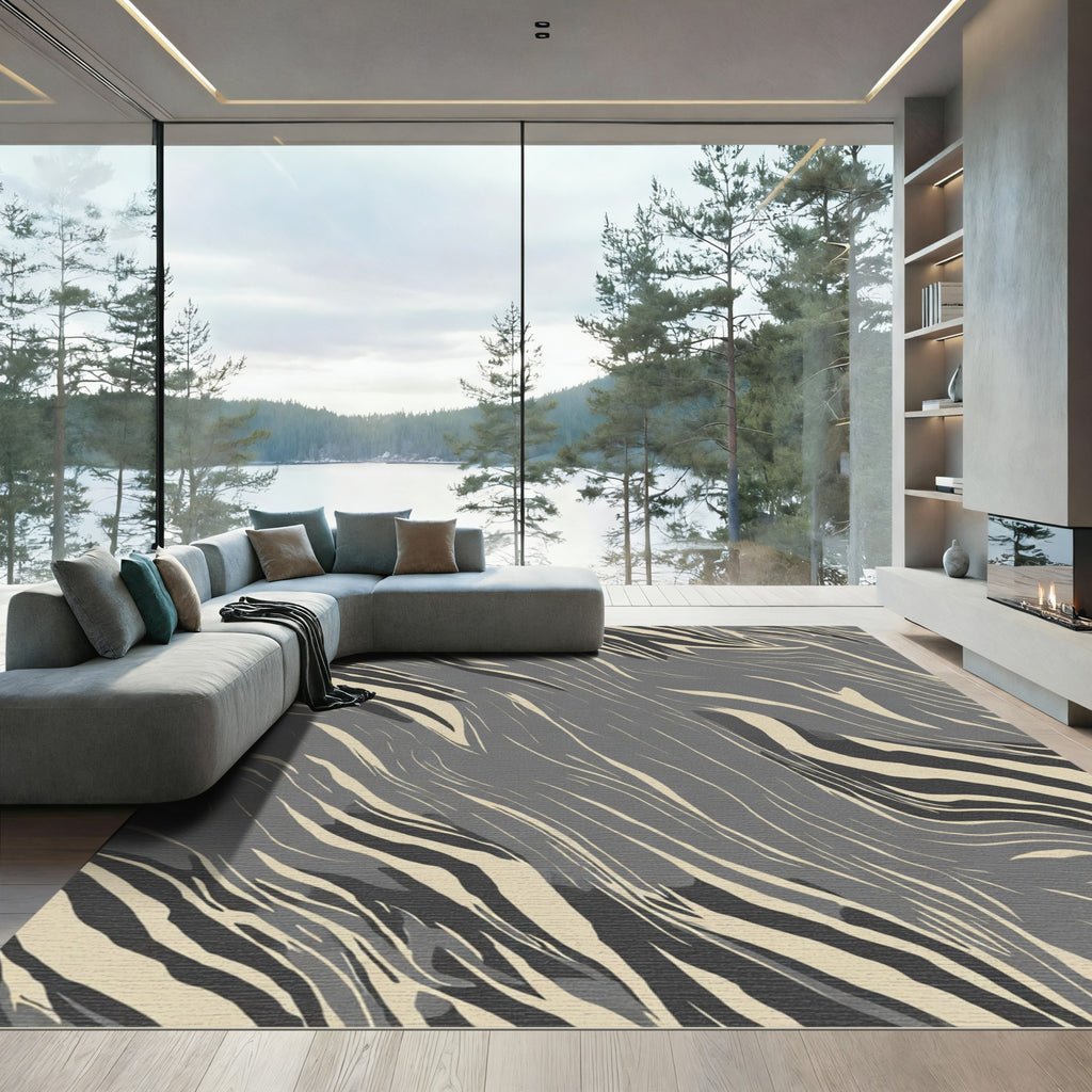 Monochromatic Flowing Swirl Rippled Rug