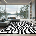 Bold Black White Abstract Zebra Rug