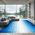 Graduated Blue Hexagon Stripe Rug