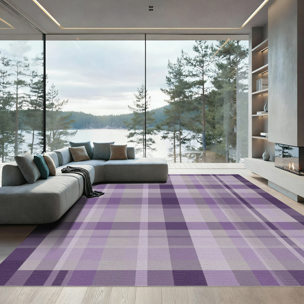 Lavender Hues Plaid Squares Rug