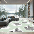 Soft Gray Abstract Dog Portrait Rug