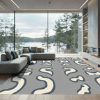 Organic Cream Blue Abstract Shapes Rug