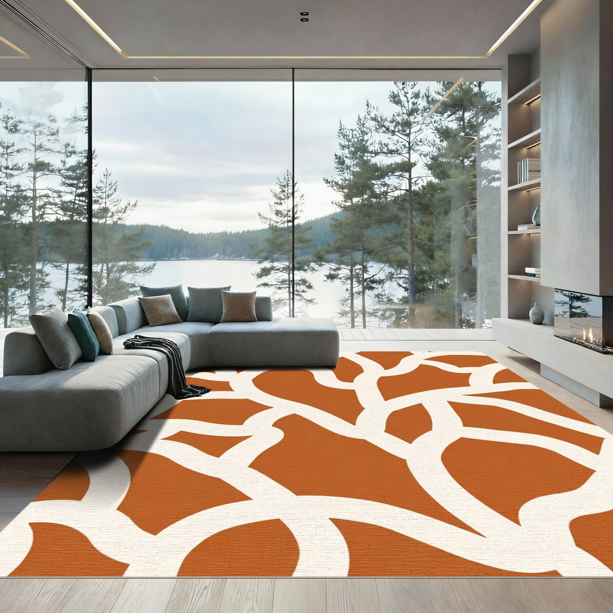 Orange Cream Abstract Splotch Rug