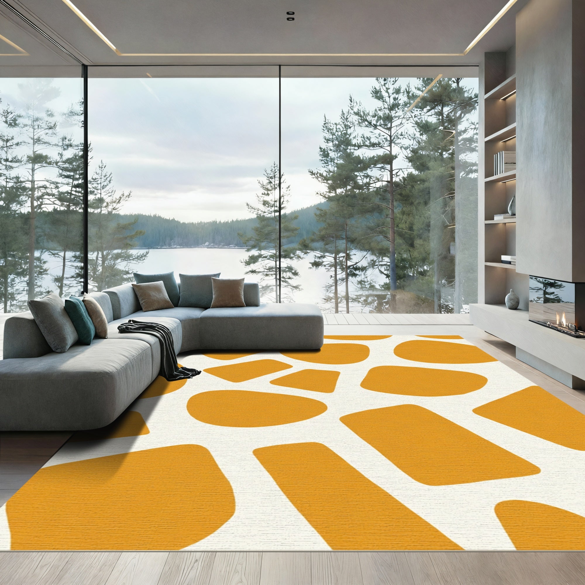 Golden Ochre Giraffe Spots Rug