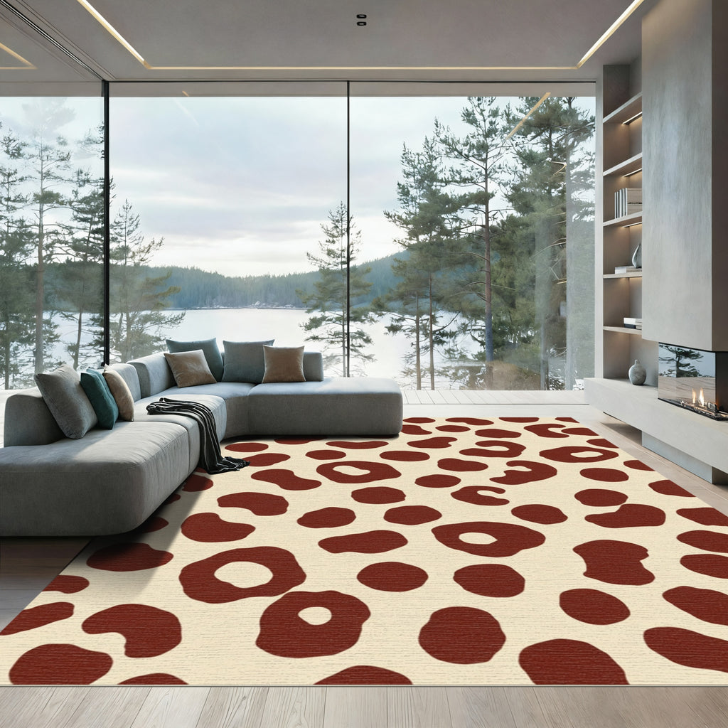 Brown Spotted Cream Abstract Spots Rug