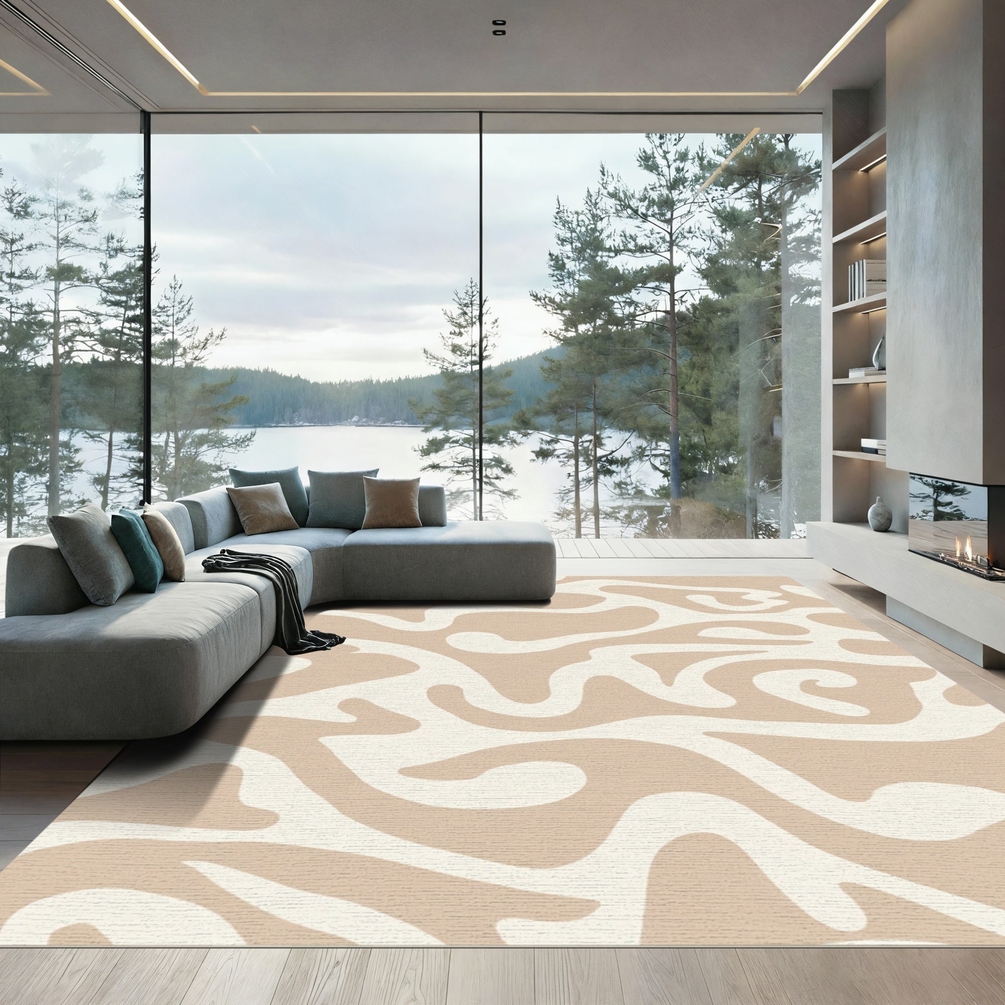 Tuscan Beige Organic Swirl Rug