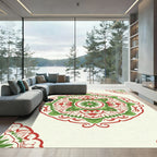 Lush Green Red Floral Medallion Rug
