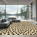 Tan Black Abstract Dot Burst Rug