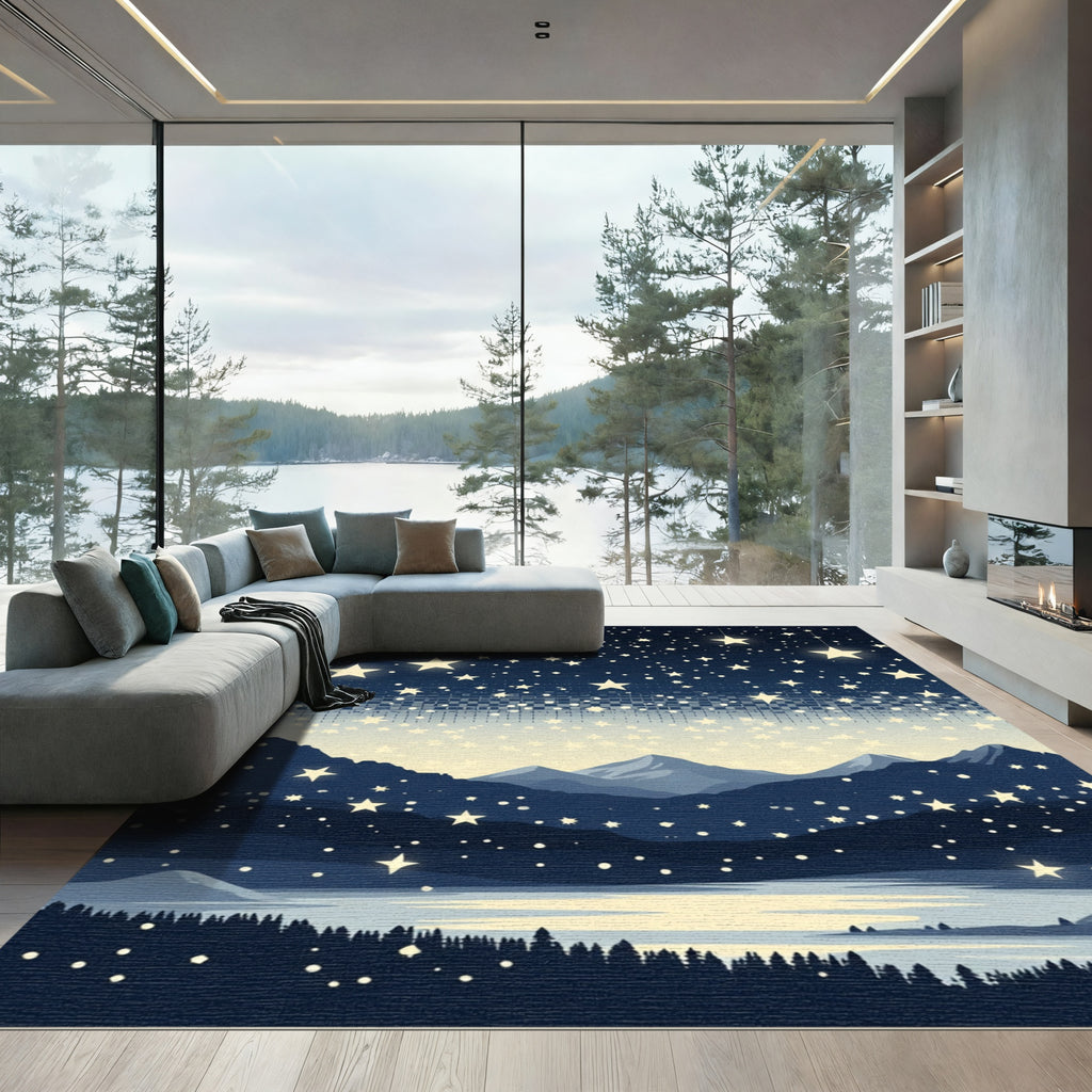 Celestial Night Landscape Starry Rug