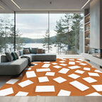 Terracotta White Geometric Block Rug