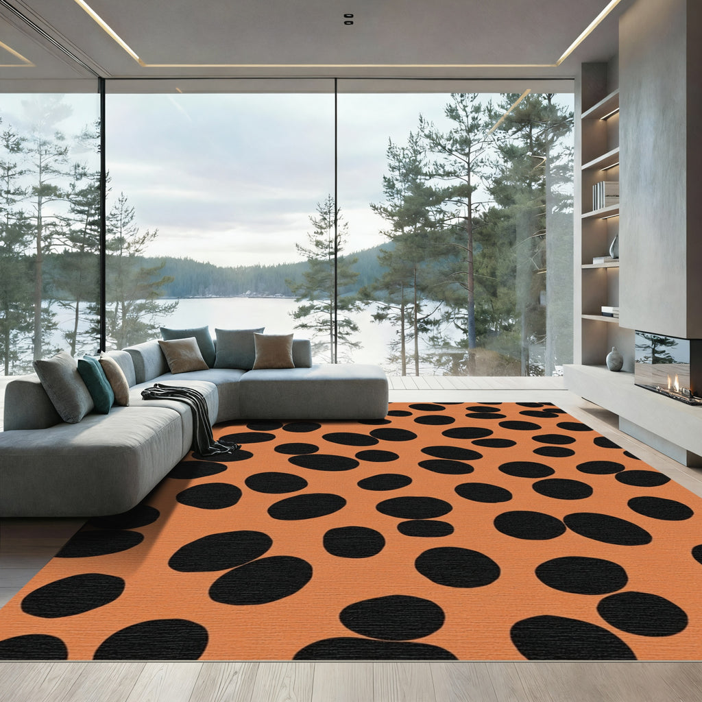 Orange Black Speckled Organic Spots Rug