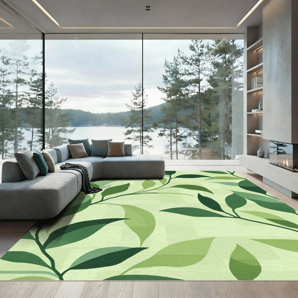 Shaded Green Leafy Branches Rug