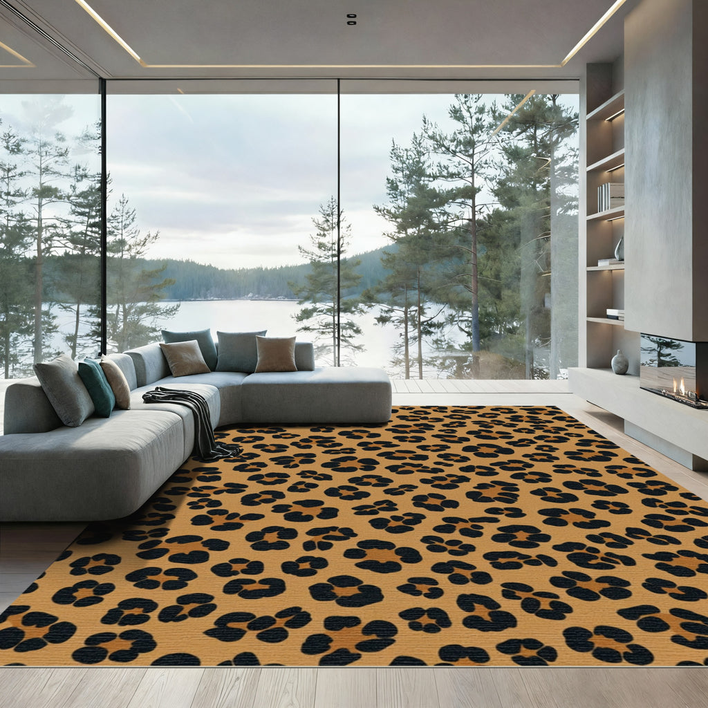 Brown Black Leopard Spot Arrangement Rug