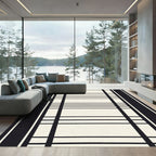 Black and Cream Vertical Stripe Rug