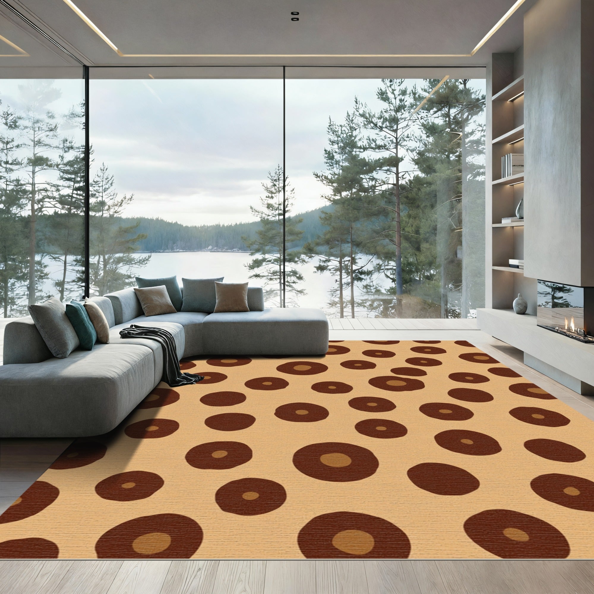 Brown Polka Dot Contemporary Rug