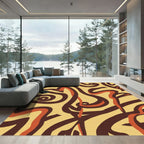 Brown Swirls on Cream Backdrop Rug