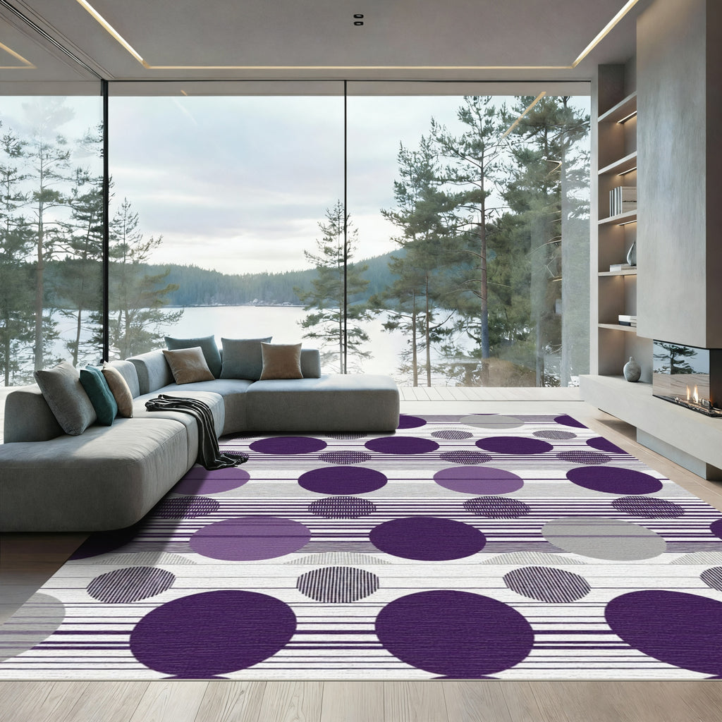 Purple Circles with Horizontal Lines Rug