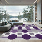 Purple Circles with Horizontal Lines Rug