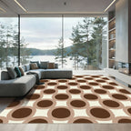 Retro Brown Circle Grid Rug