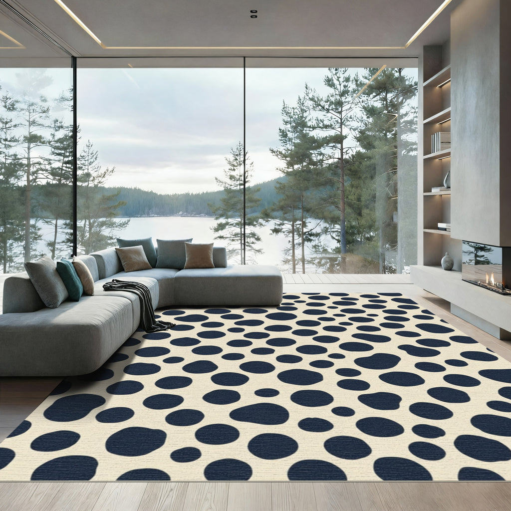 Deep Blue Polka Dot Scatter Rug