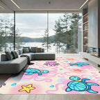 Cute Sea Turtle Octopus Starfish Swirl Rug
