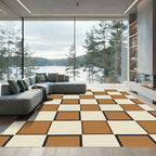 Amber Cream Geometric Checkerboard Rug