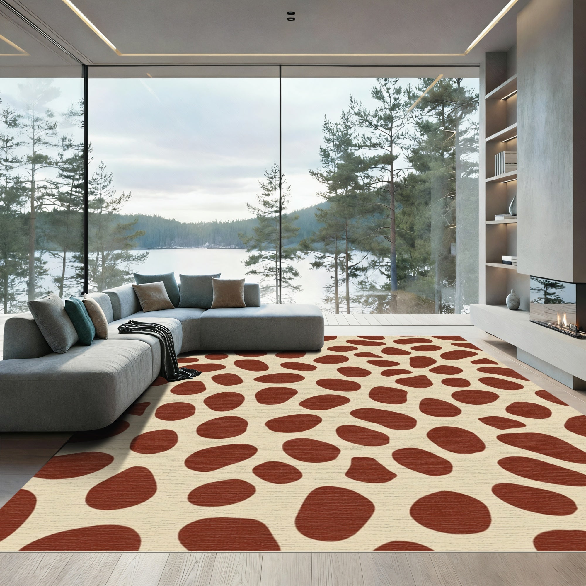 Brown Spots Cream Background Rug