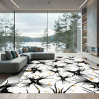 Black White Spattered Organic Branches Rug