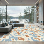 Camouflage Abstract Brown Blue Organic Rug