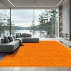 Orange Geometric Pixelated Grid Rug