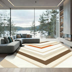 Earthy Chevron Geometric Lines Rug
