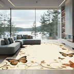 Nature Inspired Butterfly Floral Scroll Rug