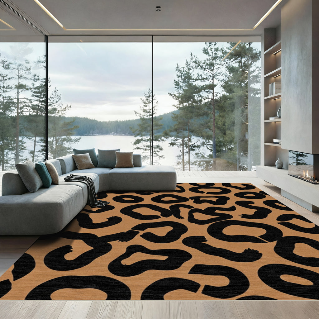 Bold Fawn Black Animal Spots Rug