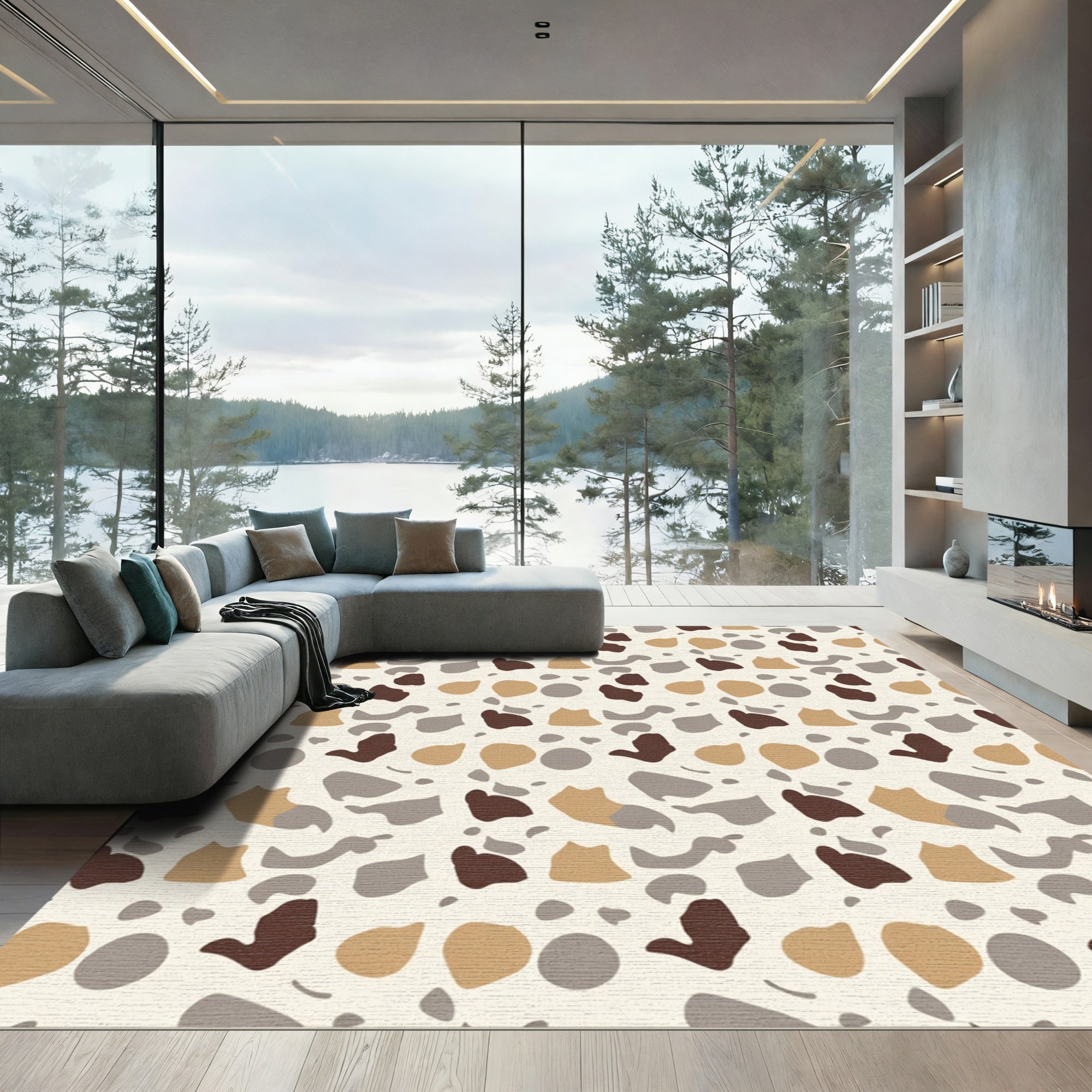 Earthy Speckled Abstract Terracotta Rug