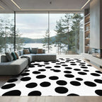 Black White Random Polka Dots Rug