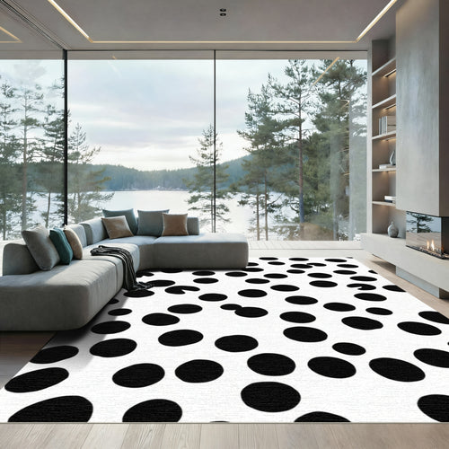Black White Random Polka Dots Rug