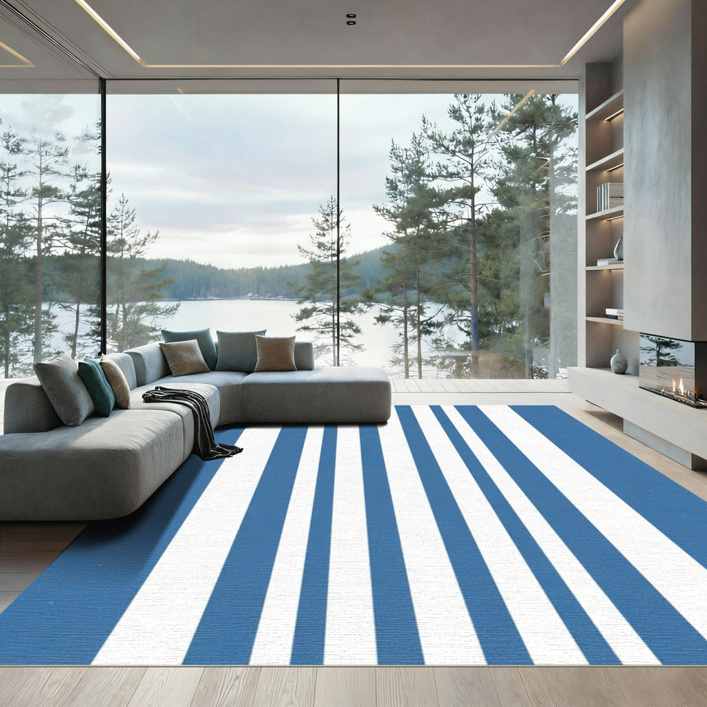 Classic Blue and White Stripe Rug