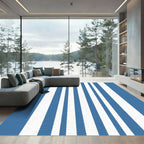 Classic Blue and White Stripe Rug